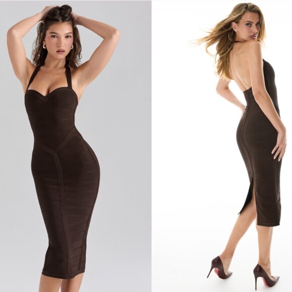 House of CB Dresses & Skirts - House of CB 'The Supermodel' chocolate halter midi bandage dress NWT